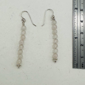 Light Pink Rose Quartz Sterling Silver Semi Precious Gemstone Earrings |2" Drop|