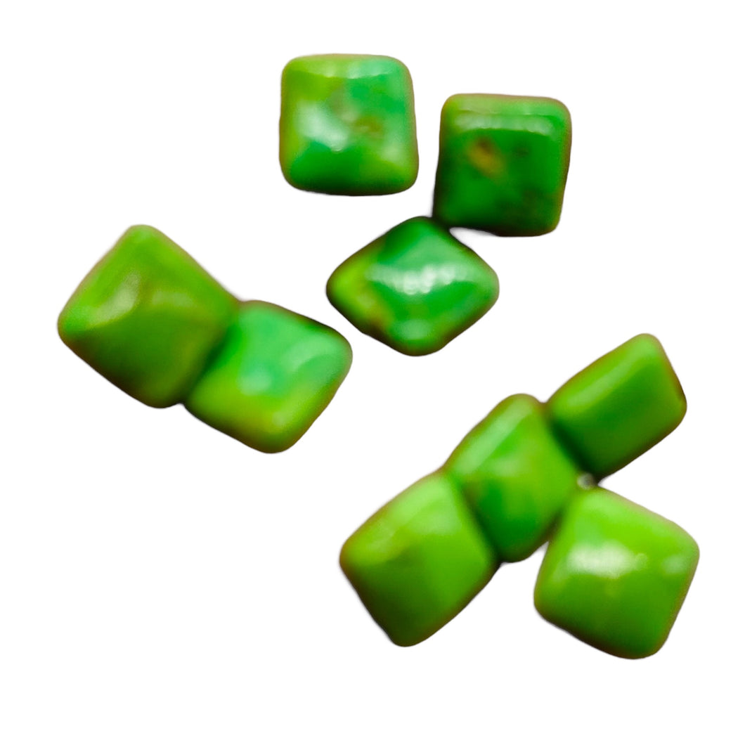Turquoise AAA Square Bead Parcel | 10x10x5mm | Green, Gold, Brown | 9 Beads |