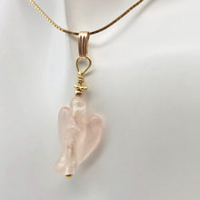 Load image into Gallery viewer, Rose Quartz Angel Pendant Necklace | Semi Precious Stone Jewelry | 14kgf Pendant
