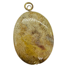 Load image into Gallery viewer, Tan White Fossilized Coral Flat Oval Pendant 40x30x5.5mm Natural Stone
