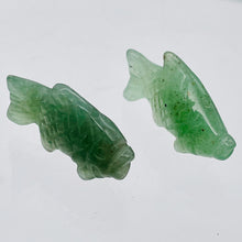 Load image into Gallery viewer, Swimmin&#39; 2 Carved Aventurine Fish Koi Carp Beads | 23x11x8mm | Green
