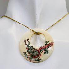 Load image into Gallery viewer, Dragon Round Pendant Bead | 35x4mm | Red White Green | 1 Bead |
