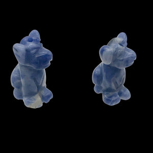 Faithful 2 Sodalite Hand Carved Dog Beads | 20x12x10mm | Blue/Grey