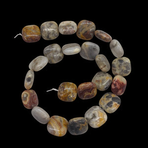 Wild Crazy Lace Agate Square Coin Bead Strand 109225