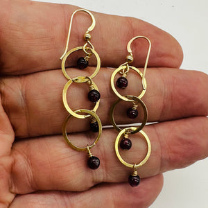 Rhodolite Garnet Dangling 14K Gold Filled Earrings | 2 inches long |