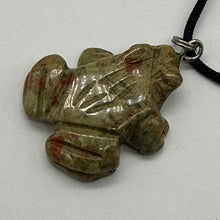 Load image into Gallery viewer, Unakite Stone Frog Pendant Necklace |1 1/4&quot; Long | Green, Pink | 1 Pendant |
