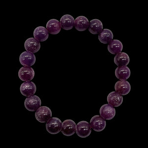 Ruby Round Bead Stretch Bracelet | 8mm | Red, Purple | 1 Bracelet |