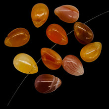 Load image into Gallery viewer, Botswana Agate Briolette Beads 10 Orange Pink Gemstone 12mm Jewelry Making
