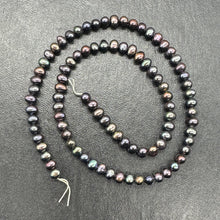 Load image into Gallery viewer, Near Round Blue Peacock 6-5mm FW Pearl Strand 109941
