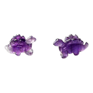 Dinosaur 2 Carved Amethyst Stegosaurus Beads 9258Amd | 21x11x8mm | Purple