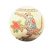 Load image into Gallery viewer, Mice on Vacation Scrimshaw Walking | 20mm | Cream, Red, Brown, Blue | 1 Beads
