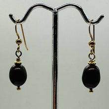 Load image into Gallery viewer, Black Cherry Freshwater Pearl 14kgf Earrings | 1&quot; Long | 12x8mm Pearls | 1 Pair|
