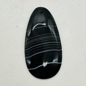 Sardonyx Large Designer Teardrop Pendant Bead| 64x33x6mm| Black, White| 1 Bead |