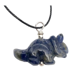 Sodalite Triceratops Dinosaur with Sterling Silver Pendant 509303SDS | 22x12x7.5mm (Triceratops), 5.5mm (Bail Opening), 7/8" (Long) | Blue
