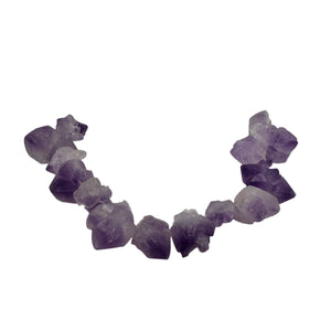 Amethyst Natural Crystals 8" Strand | 29x27x15 to 18x17x12mm | Purple| 14 Beads|