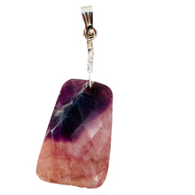 Load image into Gallery viewer, Clear and Purple Striped Fluorite and Sterling Silver Pendant | 2&quot; Long |
