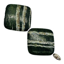 Load image into Gallery viewer, Jasper Zebra Stone Square | 25x25x7mm | Green White | 2 Bead(s)
