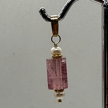 Load image into Gallery viewer, Tourmaline and Pearl 14K Yellow Gold Filled Pendant | Pink | 1&quot; Long |
