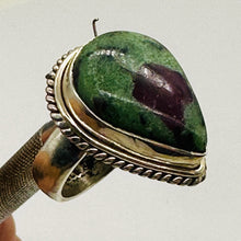 Load image into Gallery viewer, Pink Green Ruby Zoisite Gemstone Designer Sterling Silver Ring Size 6
