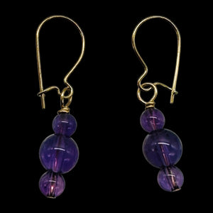 Amethyst 14K Gold Filled Exotic Drop Earrings | Purple/Gold | 2 1/4" Long |