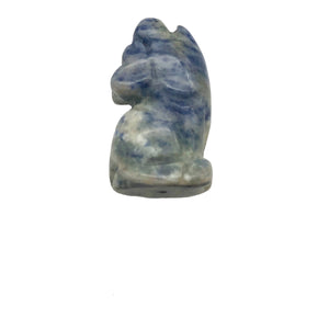 Howling New Moon Sodalite Wolf / Coyote Figurine | 21x11x8mm | Blue white