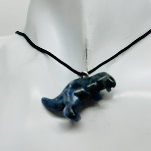 Sodalite Tyrannosaurus Rex Dinosaur Pendant Necklace | 3/4' Long | Blue, White |