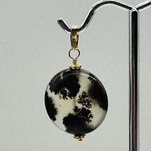 Gemmy Dendritic Peruvian Opal 14K Gold Filled Pendant | Clear Black|1 1/4" Long|