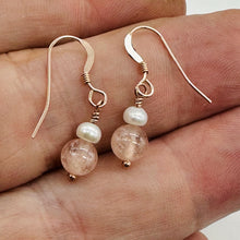 Load image into Gallery viewer, Morganite AA A Beads Rose Gold Earrings | 1" Long | 1 Pair |
