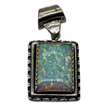 Load image into Gallery viewer, Opal 1 1/4&quot;&#39; Long Sterling Silver Rectangle Pendant | 15x10mm| Green Red White|
