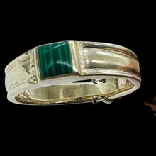 Load image into Gallery viewer, Green Malachite Square Sterling Silver Ring Size 6 Natural Gemstone Jewelry
