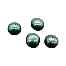 Load image into Gallery viewer, 4 FW Pearls Midnight 9-10x9.5mm Emerald Green Beads 9444
