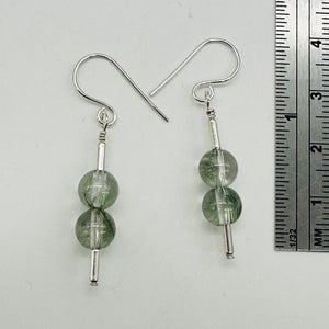 Sparkling Actinolite Quartz Sterling Silver Earrings | 1 1/2" long | 1 Pair |