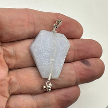 Load image into Gallery viewer, Chalcedony Druzy Designer Cut Sterling Silver Pendant | 2&quot; Long | Blue |
