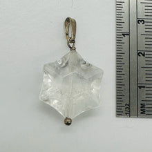 Load image into Gallery viewer, Hand Carved Clear Quartz Star Pendant Sterling Silver Crystal Necklace 1in
