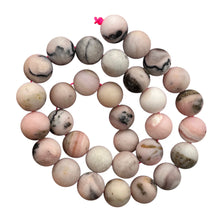 Load image into Gallery viewer, Peruvian Opal Matte Finish Round Bead Parcel | 12mm | Pink, Black | 4 Beads |
