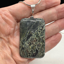 Load image into Gallery viewer, Tsunami Stone Sterling Silver Rectangle Pendant | 3&quot; Long | Green White |
