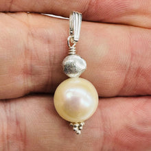 Load image into Gallery viewer, Fresh Water Pearl Large, Near Round Sterling Silver Drop Pendant | 1&quot; Long |
