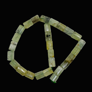 Tourmalated Prehnite Tube Bead Strand | 16x11mm | Green Black | 26 Beads |