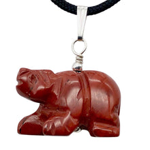 Load image into Gallery viewer, Natural Braciated Jasper Bear Sterling Silver Pendant | 13x18x9mm | Dark Brick Red
