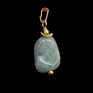 Aquamarine 14K Gold Filled Drop Pendant | 1 1/2" Long | Aqua | 1 Pendant |