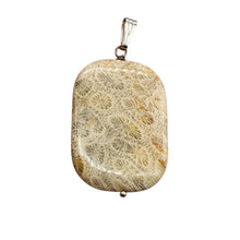 Load image into Gallery viewer, Coral Fossilized with Flower-Like Inclusions Sterling Silver Pendant | 2&quot; Long |
