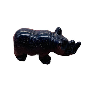 Hand-Carved Sparkling Standing Rhinosceros | 1 Figurine | | 1" Tall | Purple
