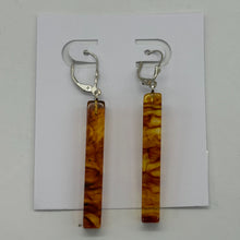 Load image into Gallery viewer, Amber Rectangle Dangle Sterling Silver Earrings | 2&quot; Long | Amber | 1 Pair |
