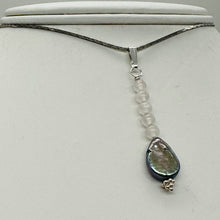 Load image into Gallery viewer, Pearl and Rose Quartz Sterling Silver Drop Pendant | 1 1/2&quot; Long | Rainbow |
