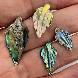 Abalone Leaf Pendant Beads | 21x10x2.5 - 32x20x2.5mm | Purple Blue |  Bead(s)