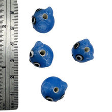 Load image into Gallery viewer, Kitty Cat Ceramic Round Beads | 15mm | Cornflower Blue | 4 Beads |
