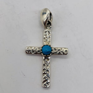 Turquoise Sterling Silver Cross | 1 1/2" Long | Silver | 1 Pendant |