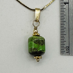 Gaspeite AAA 14K Gold Filled Pendant | 3/4" Long | Green, Brown |