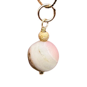 Pink Peruvian Opal Matte Finish Drop Bead Pendant | Pink | 1" Long |
