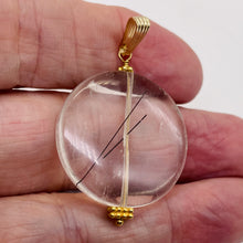 Load image into Gallery viewer, Tourmalinated Quartz Beautiful Round 14K Gold Filled Pendant | 30mm | Disc |
